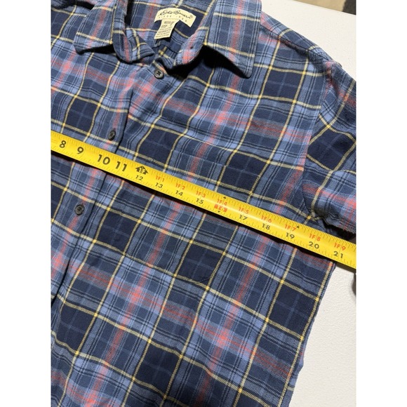 Vintage Eddie Bauer Plaid Flannel Shirt Blue Button Front Long Sleeve S Women's - Picture 3 of 10